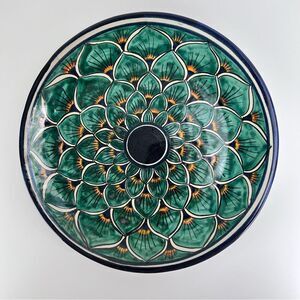 Large Vintage Talavera?  Plate Handmade Peacock Design Centerpiece 11.5”